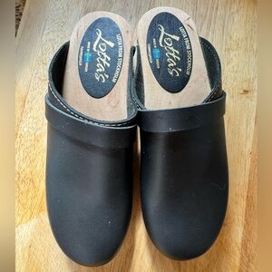 Lotta From Stockholm Dark Leather Clogs